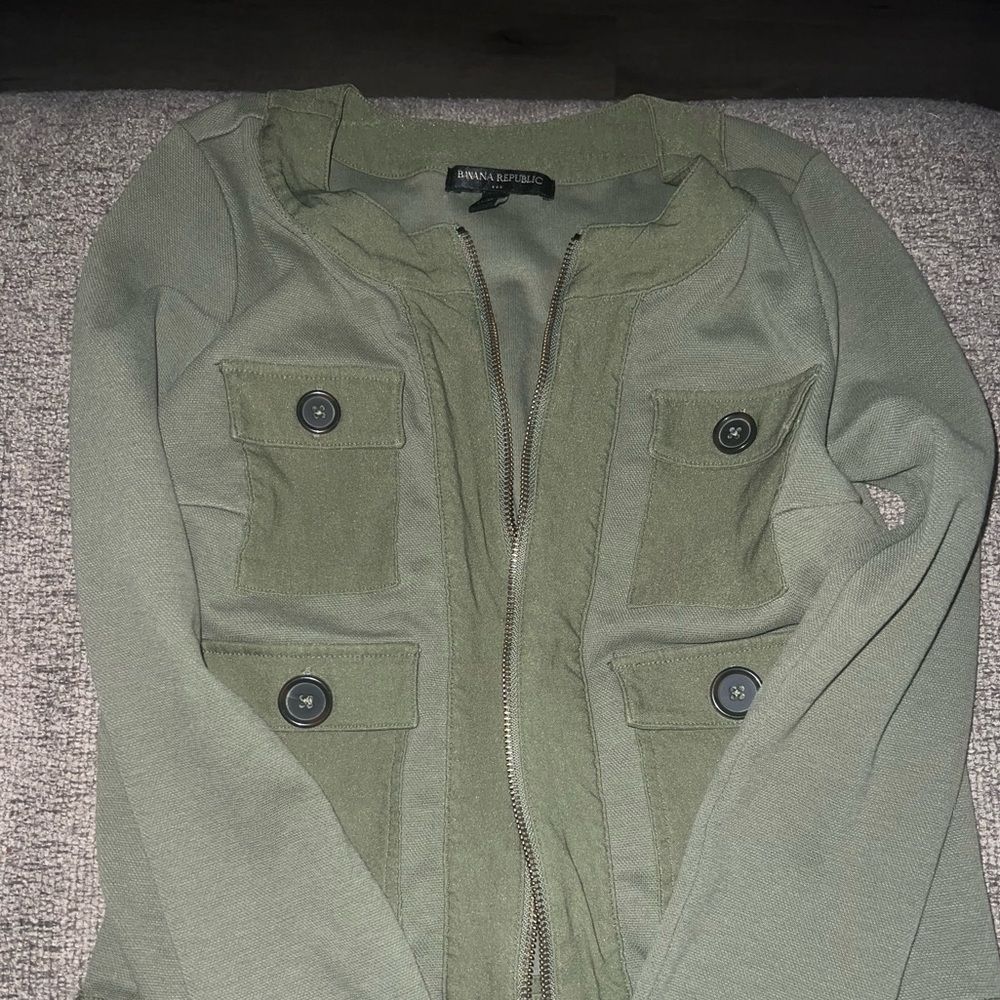 Banana Republic Olive Zip-Up Utility Jacket